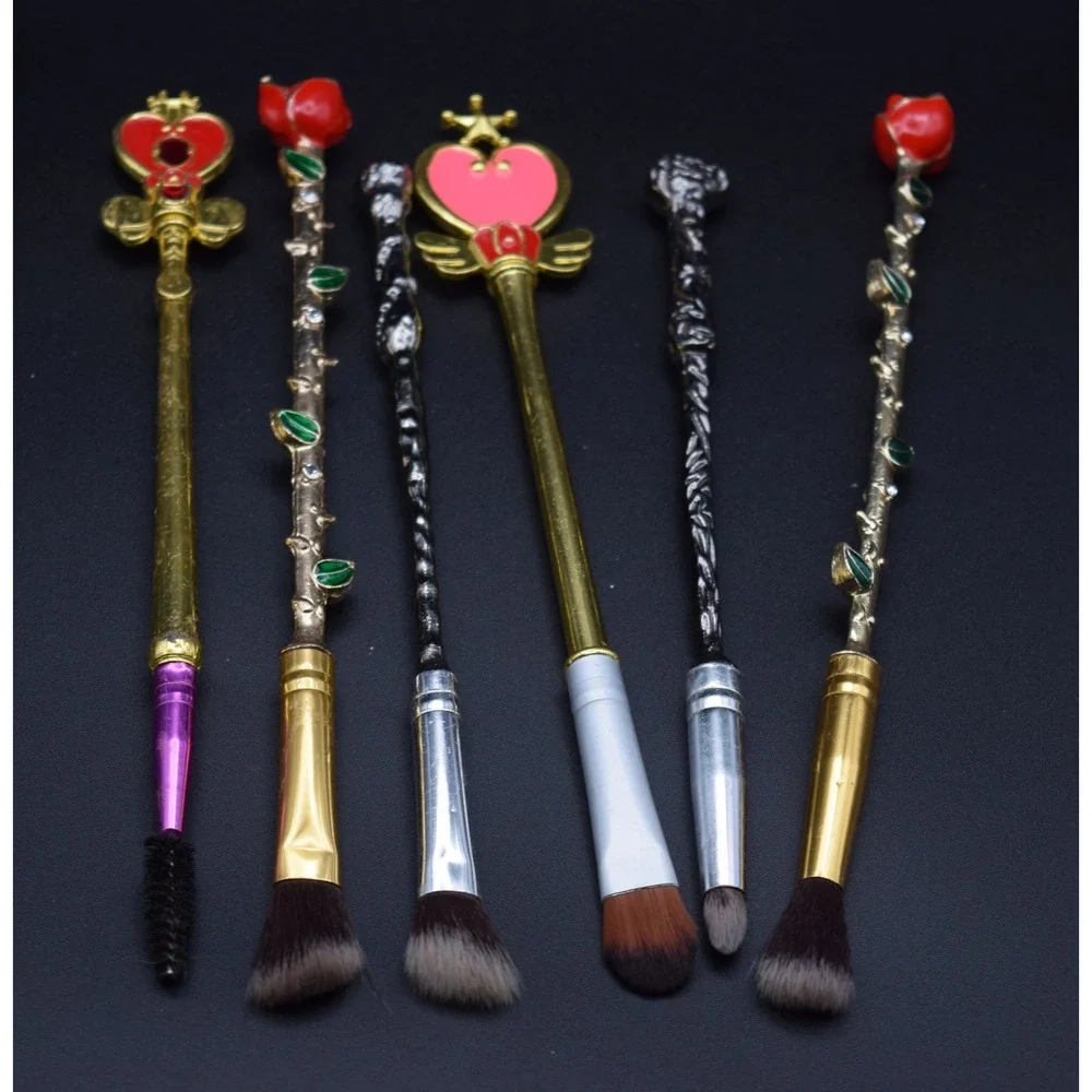 Magical Girl Wand Makeup Brush Set 17pc Colors Gold Silver Rose Good Cosmetic
